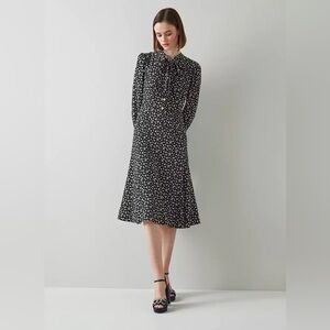 LK Bennett Mortimer Black and White Fruity Floral Print Dress